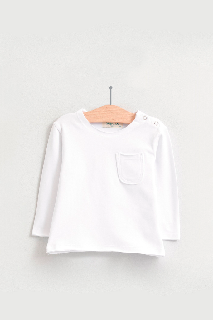 Camiseta orgánica bolsillo  blanca